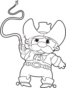 short cartoon cowboy with whip